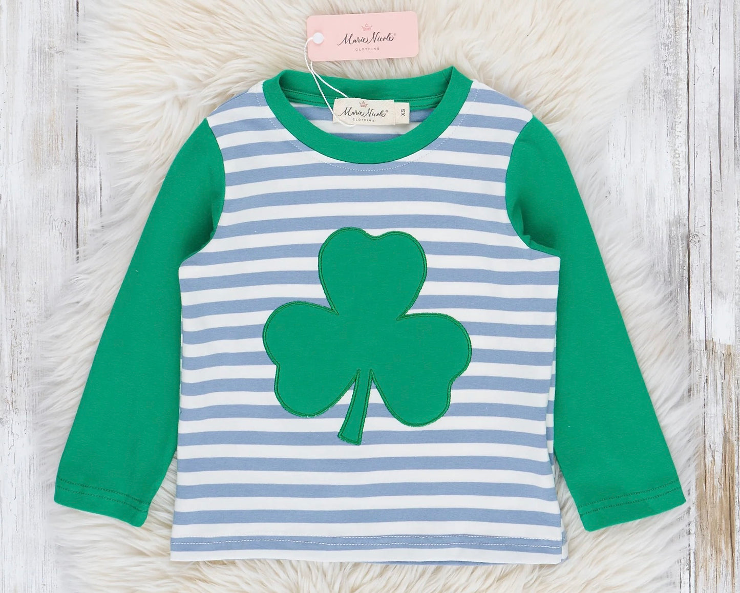 Boys striped shamrock shirt