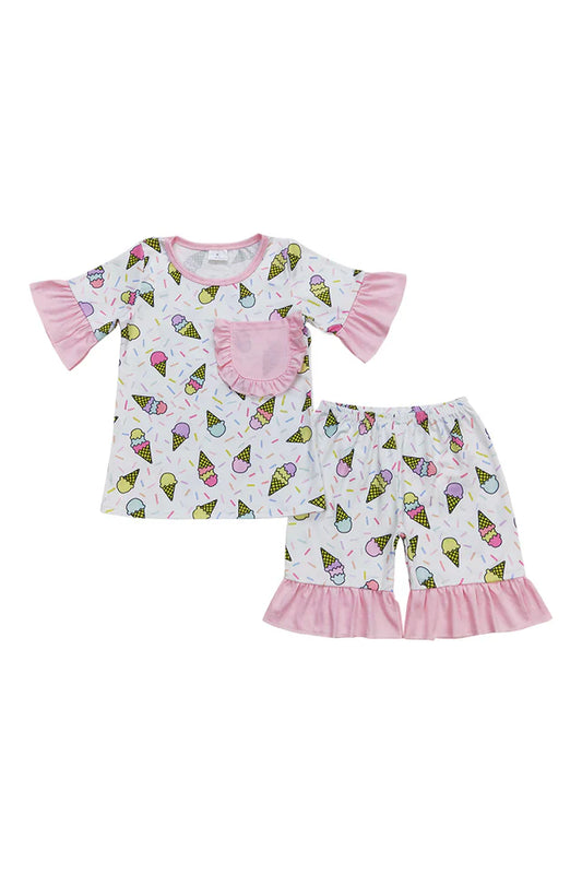 girls ice cream ruffle lounge set