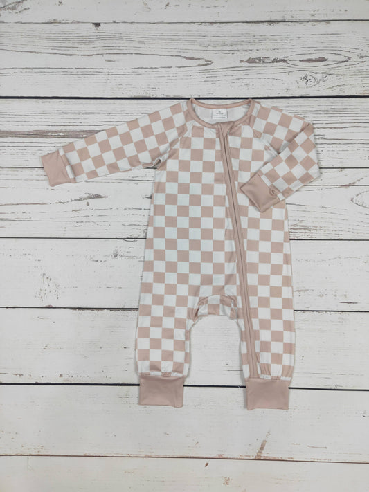 Tan Checkered Zipper Sleeper