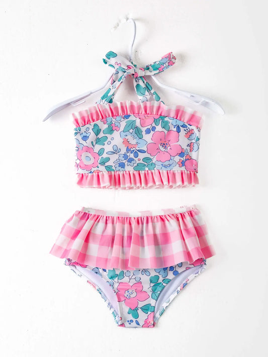 Girls floral ruffle swimsuit