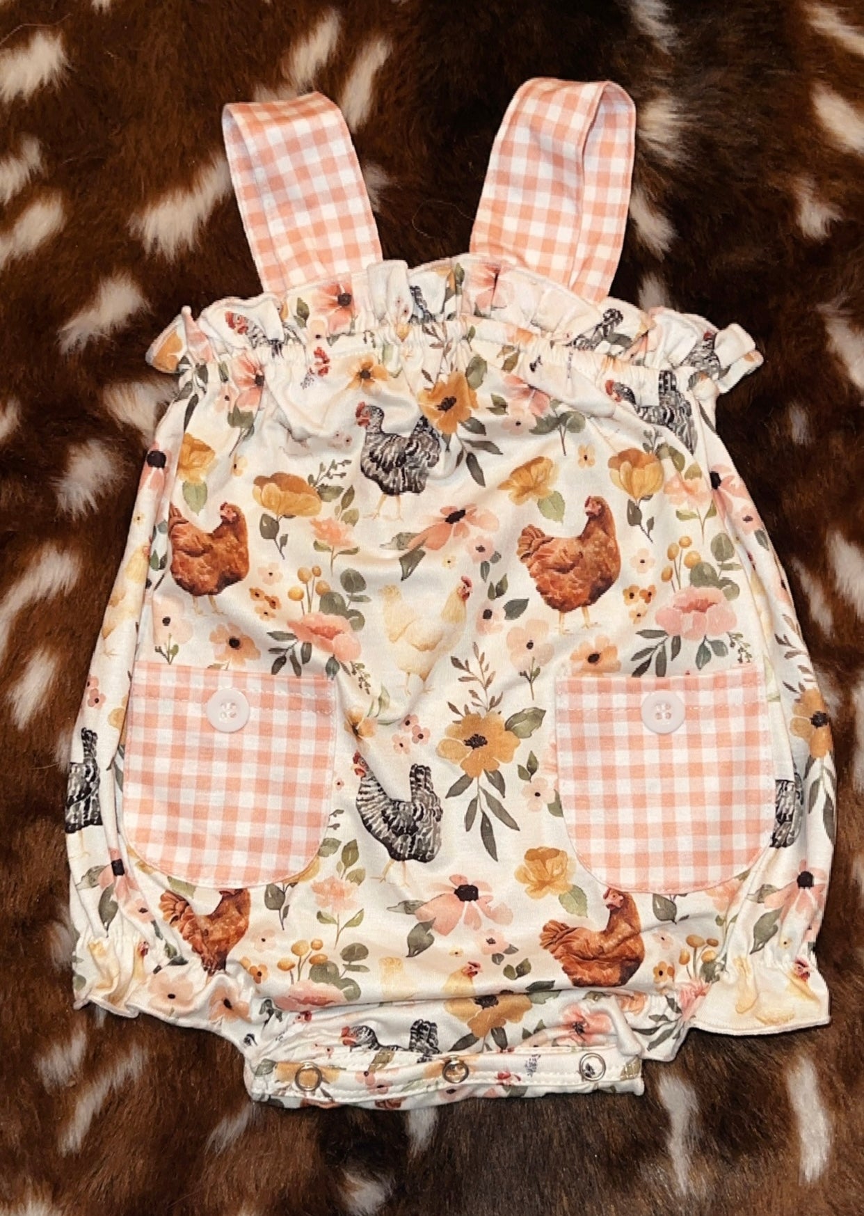 girls chicken fall floral romper