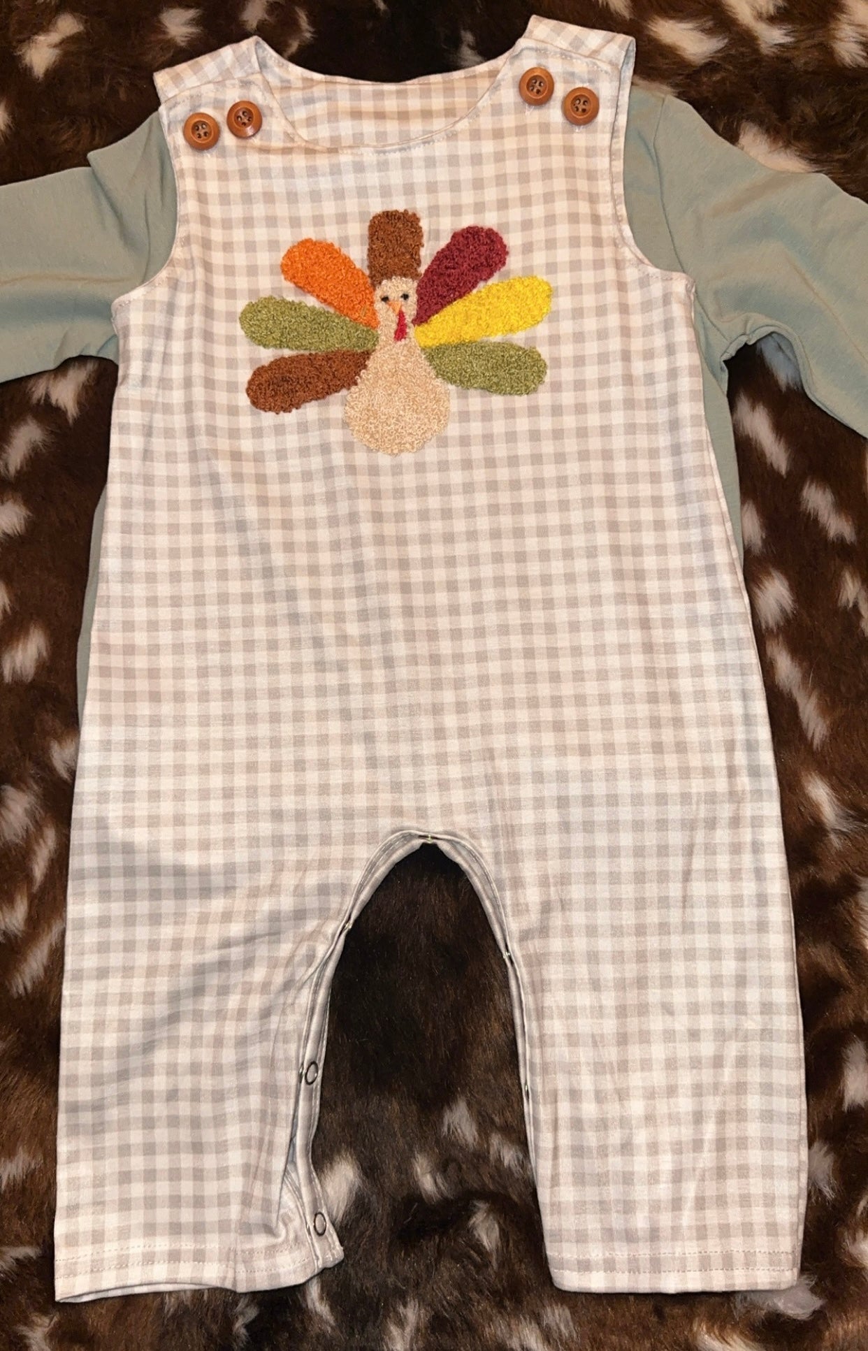 turkey appliqué romper with shirt