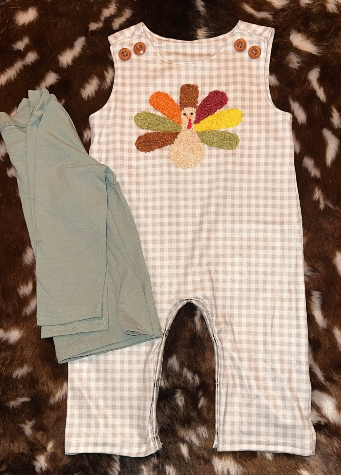 turkey appliqué romper with shirt