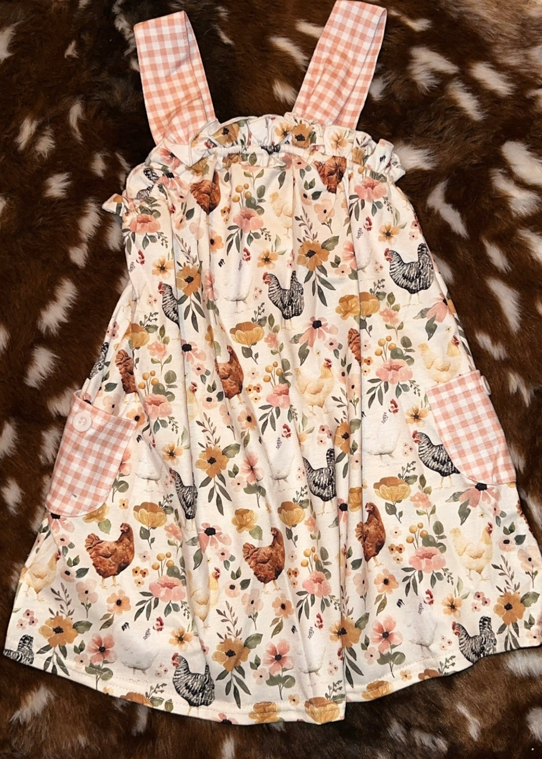 girls fall chicken dress with pockets