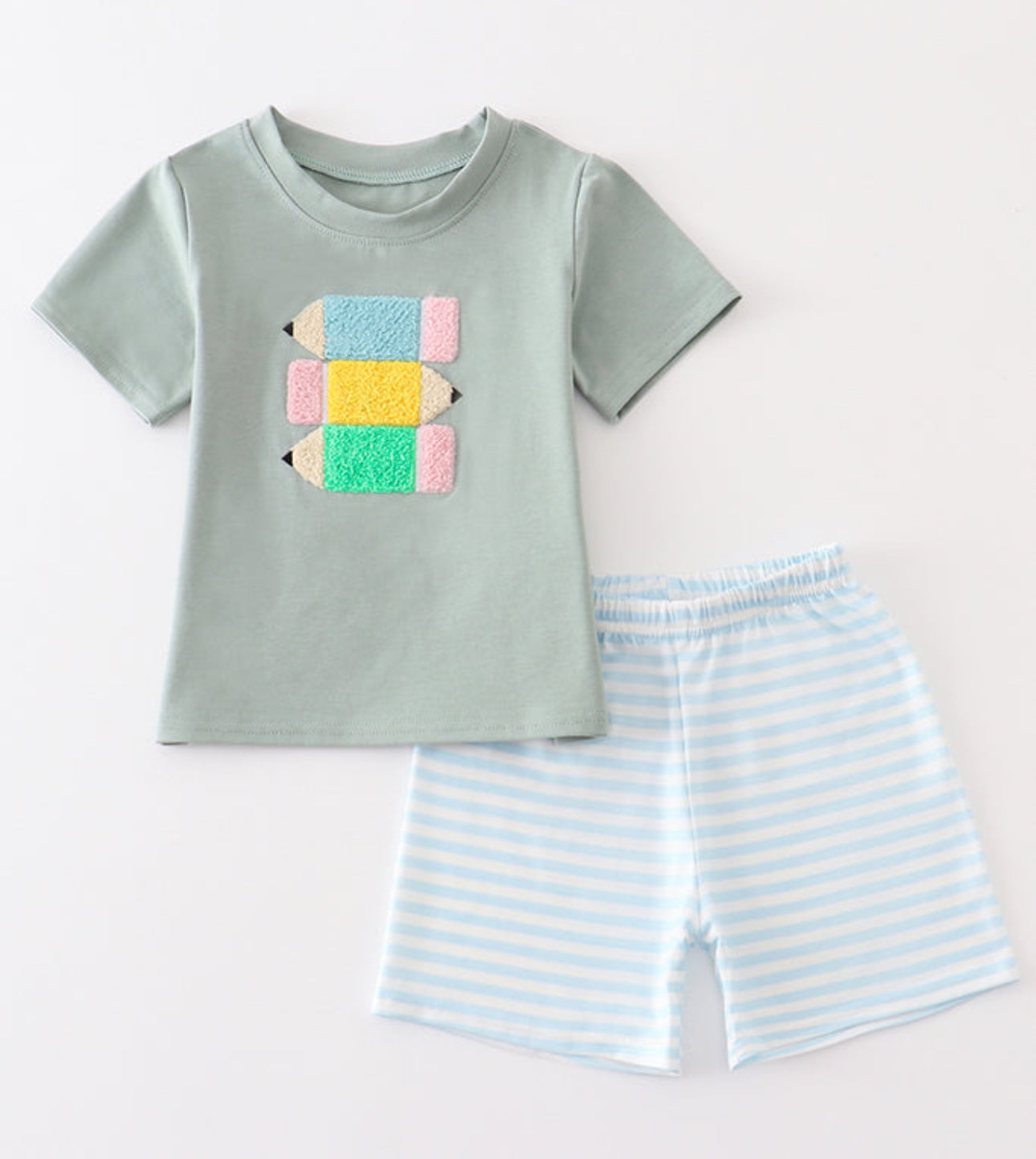 boys green french knot set