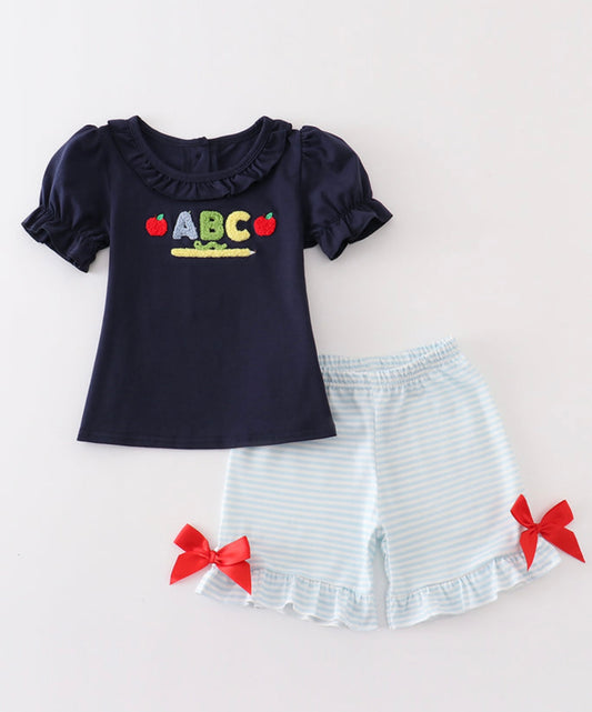 Girls navy ABC set