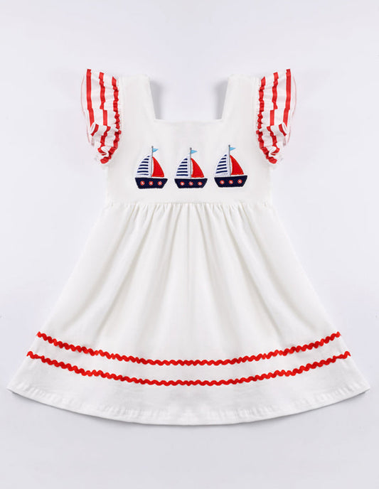 white sail boat dress