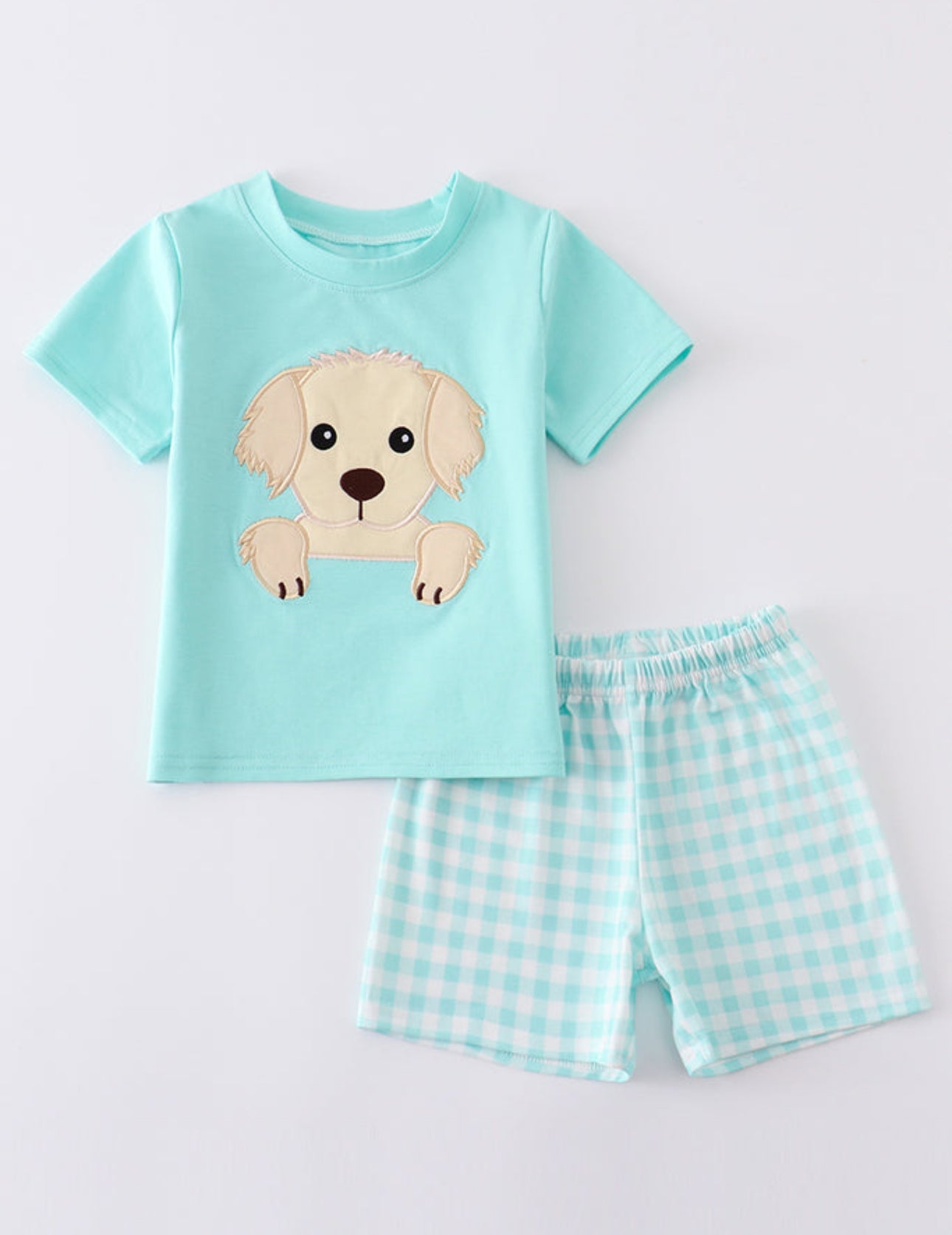 boys mint applique set