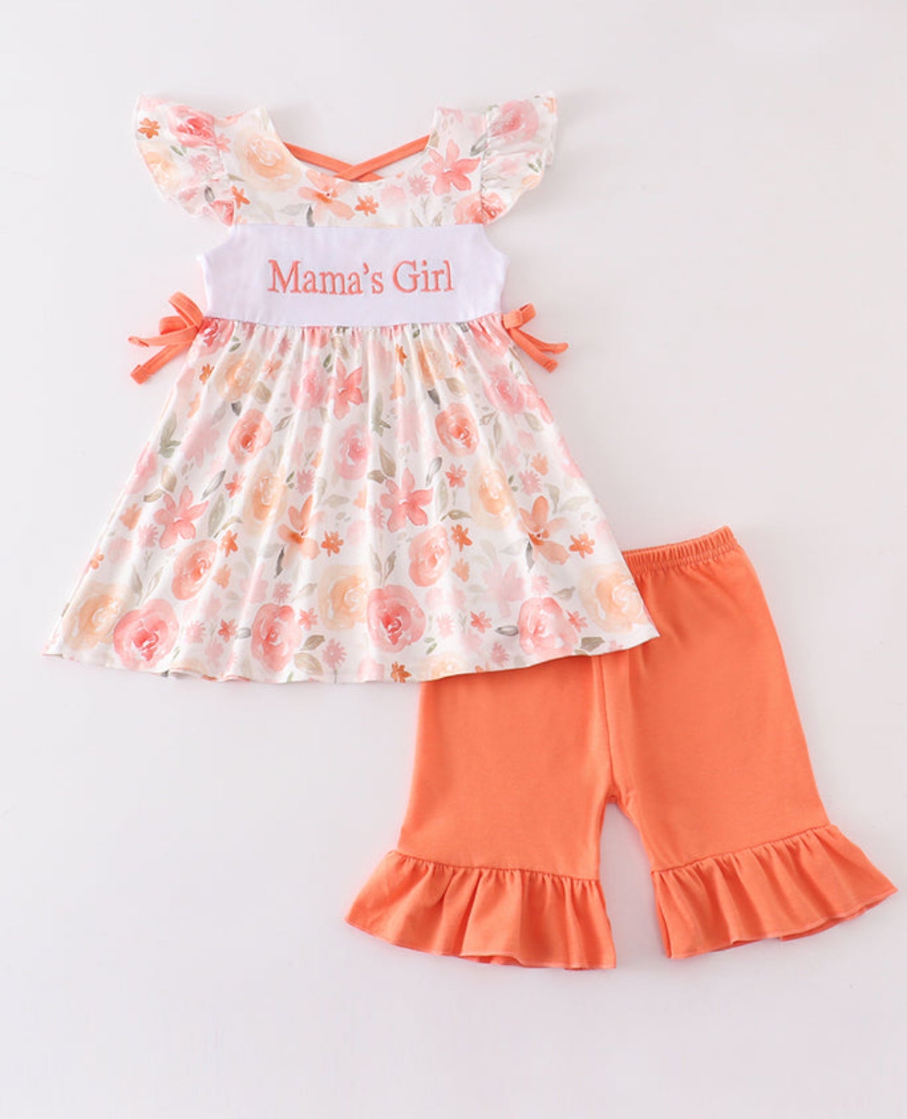 mamas girl orange ruffle set