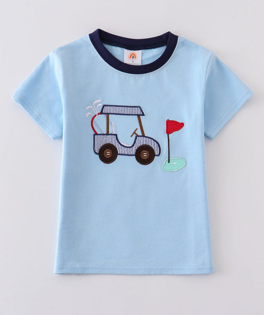 boys blue golf shirt