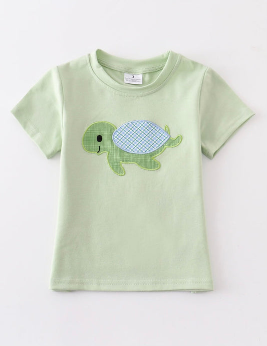 Boys green turtle shirt