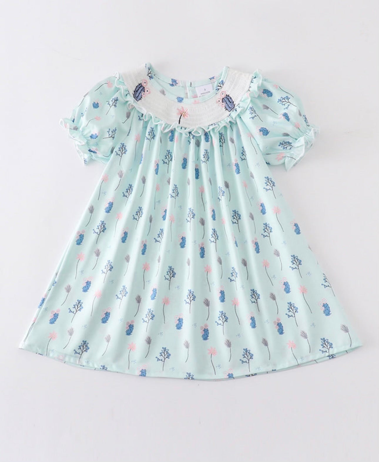 Mint cactus smocked dress