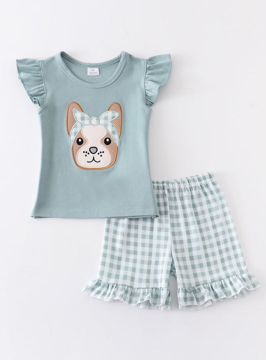 French knot bull dog girl set