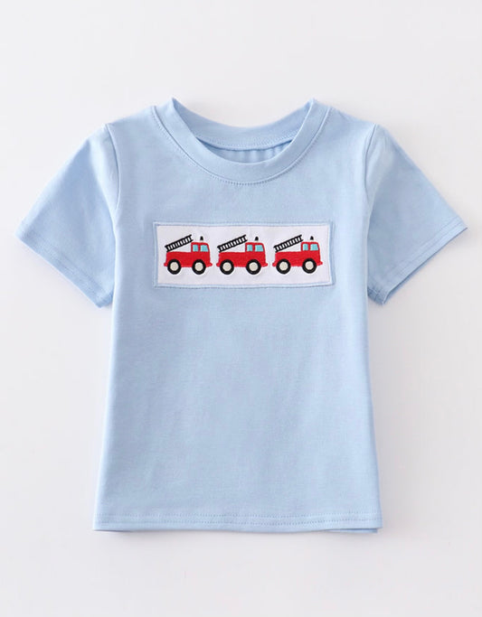 blue fire truck shirt boys