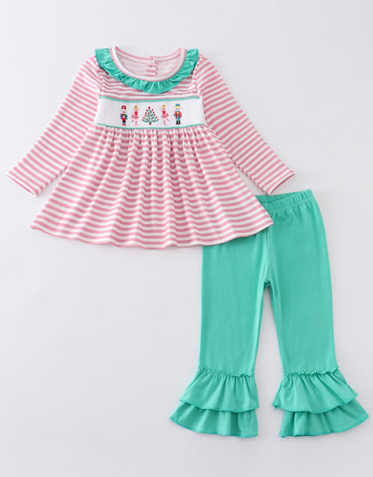 Girls pink smocked nutcracker set