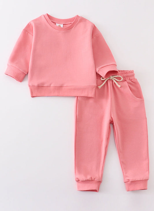 pink sweatshirt and pant set