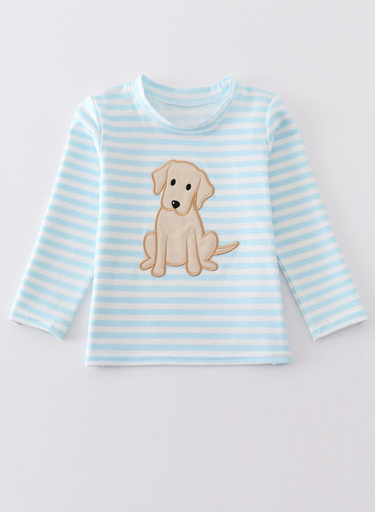 boys striped puppy shirt