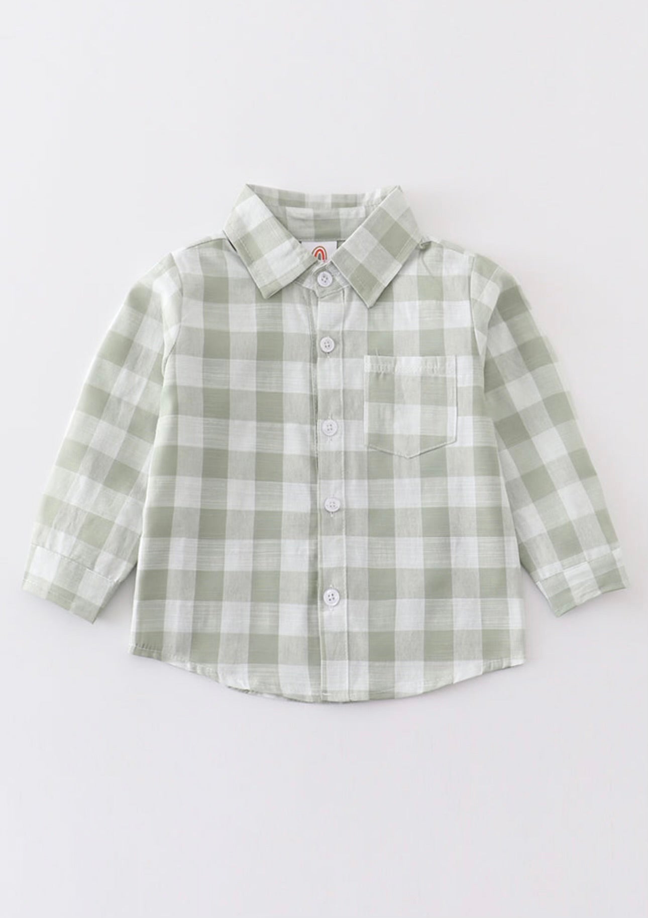 boys sage plaid button down shirt