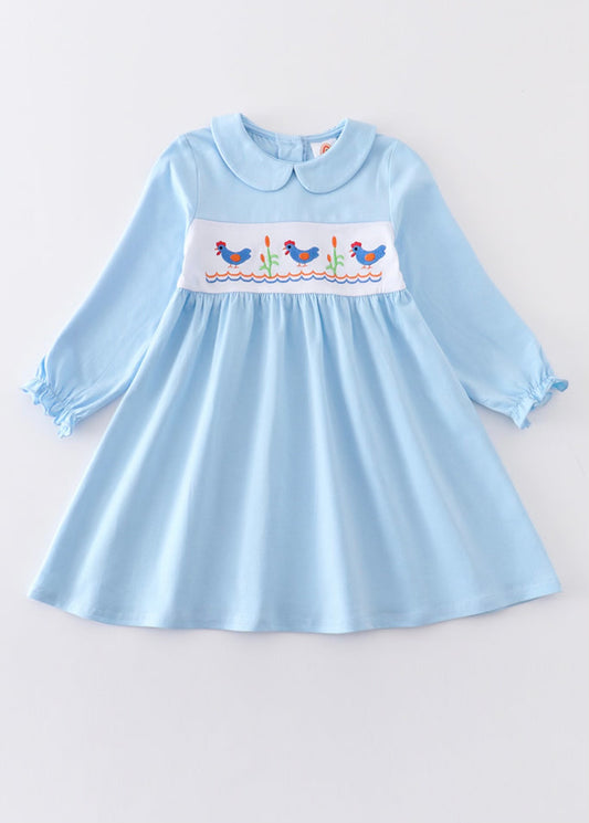 chicken embroidered girls dress