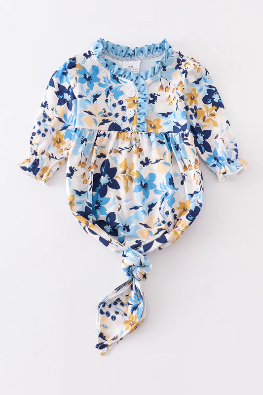 Blue floral baby gown