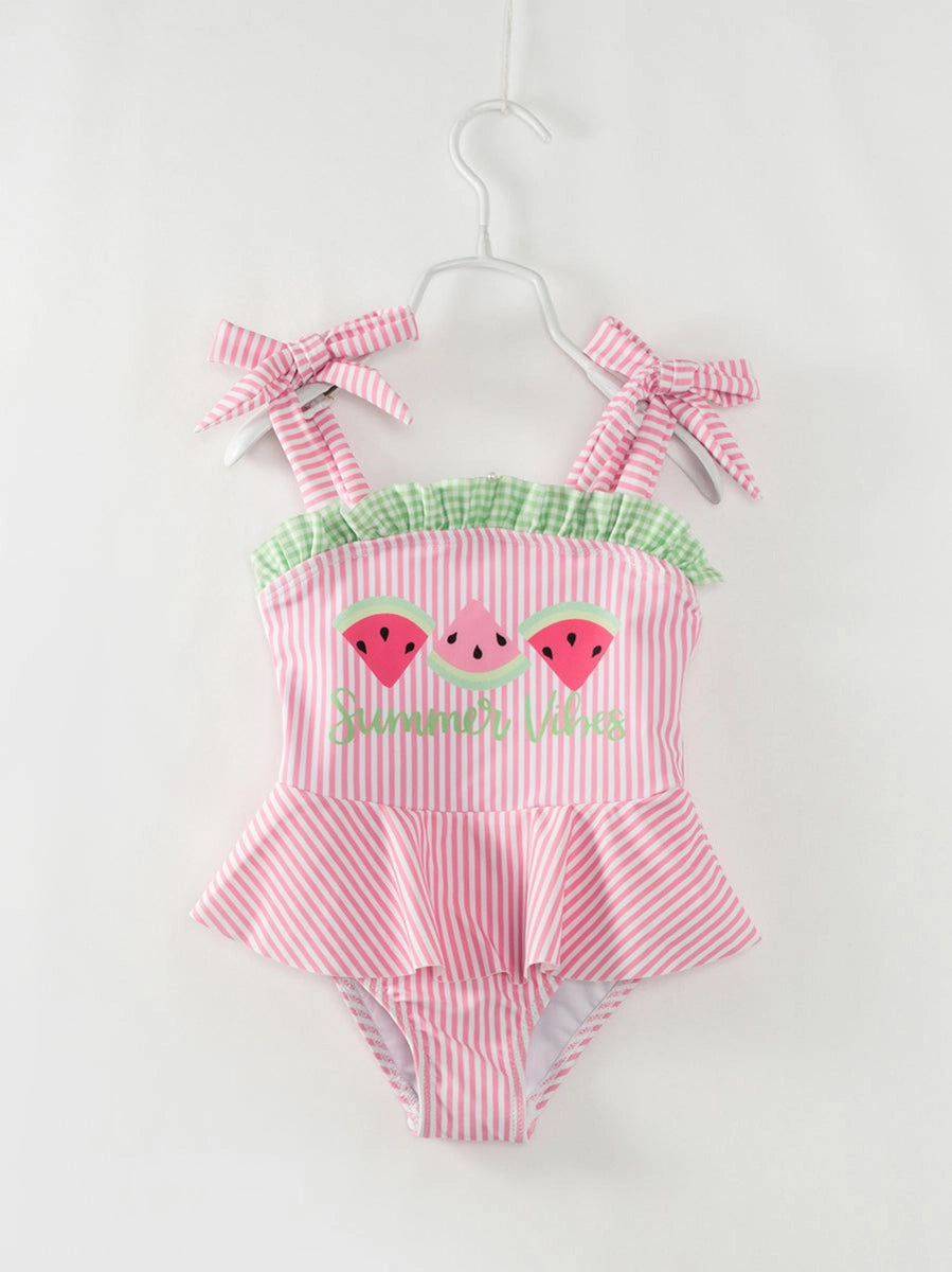 Girls watermelon one piece swimsuit