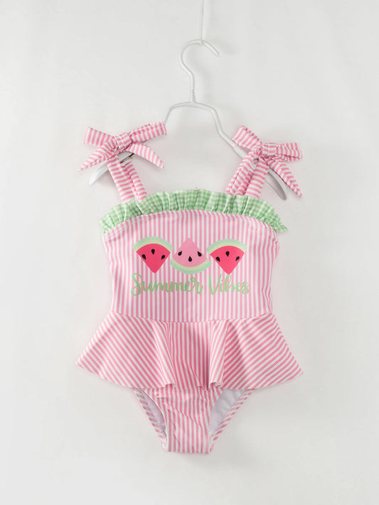 Girls watermelon one piece swimsuit